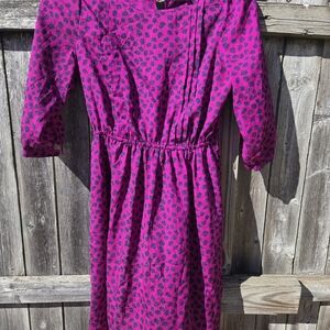 Forever 21 Fuchsia Pink Mini Dress with Black Spot Print